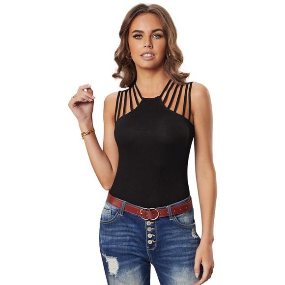 Azura Exchange  Black Brief Studded Detail Multi-Strap Casual Tank Top - Picture 4 of 10